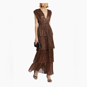 Skylar Tiered Belted Metallic Gown